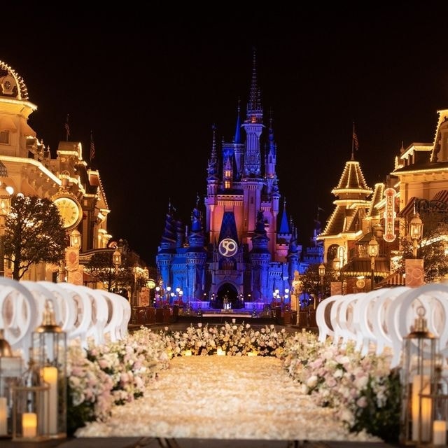 Ultra-luxury Cinderella Castle wedding ceremony down Main Street USA