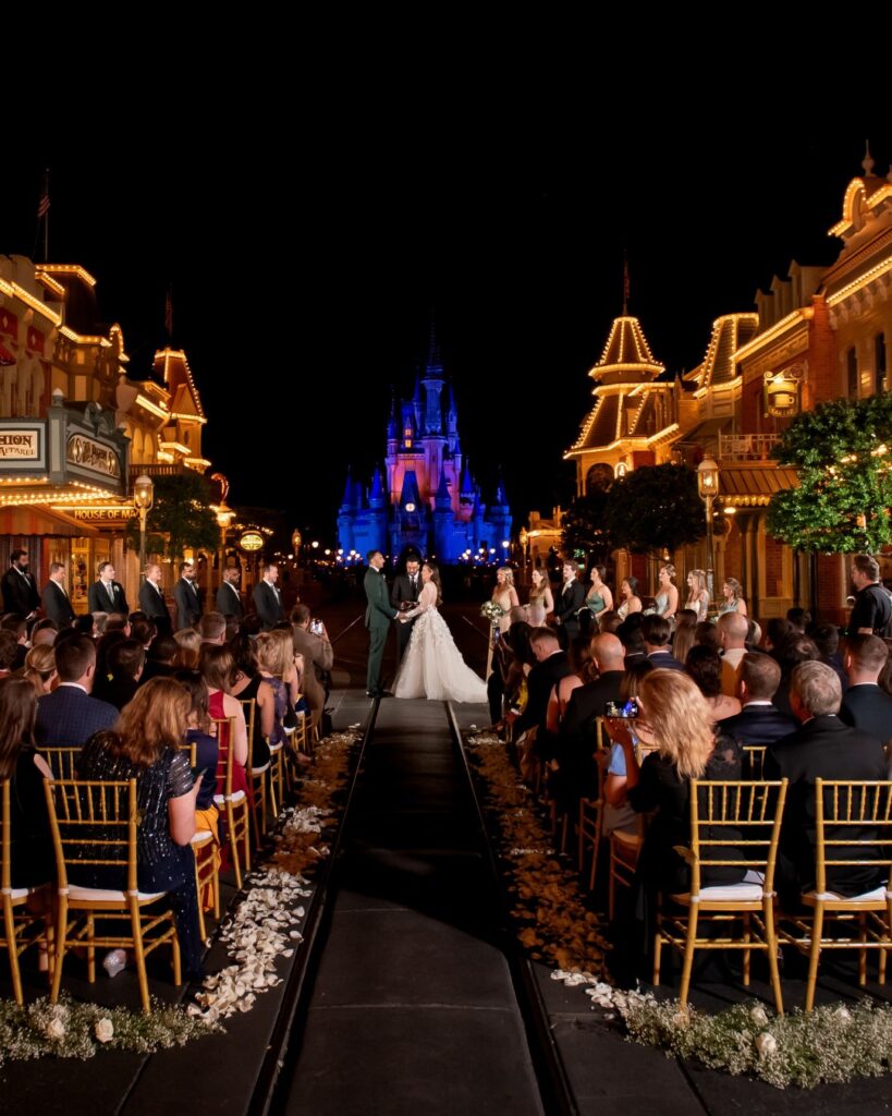 disney world magic kingdom ceremony at cinderella castle on main street usa